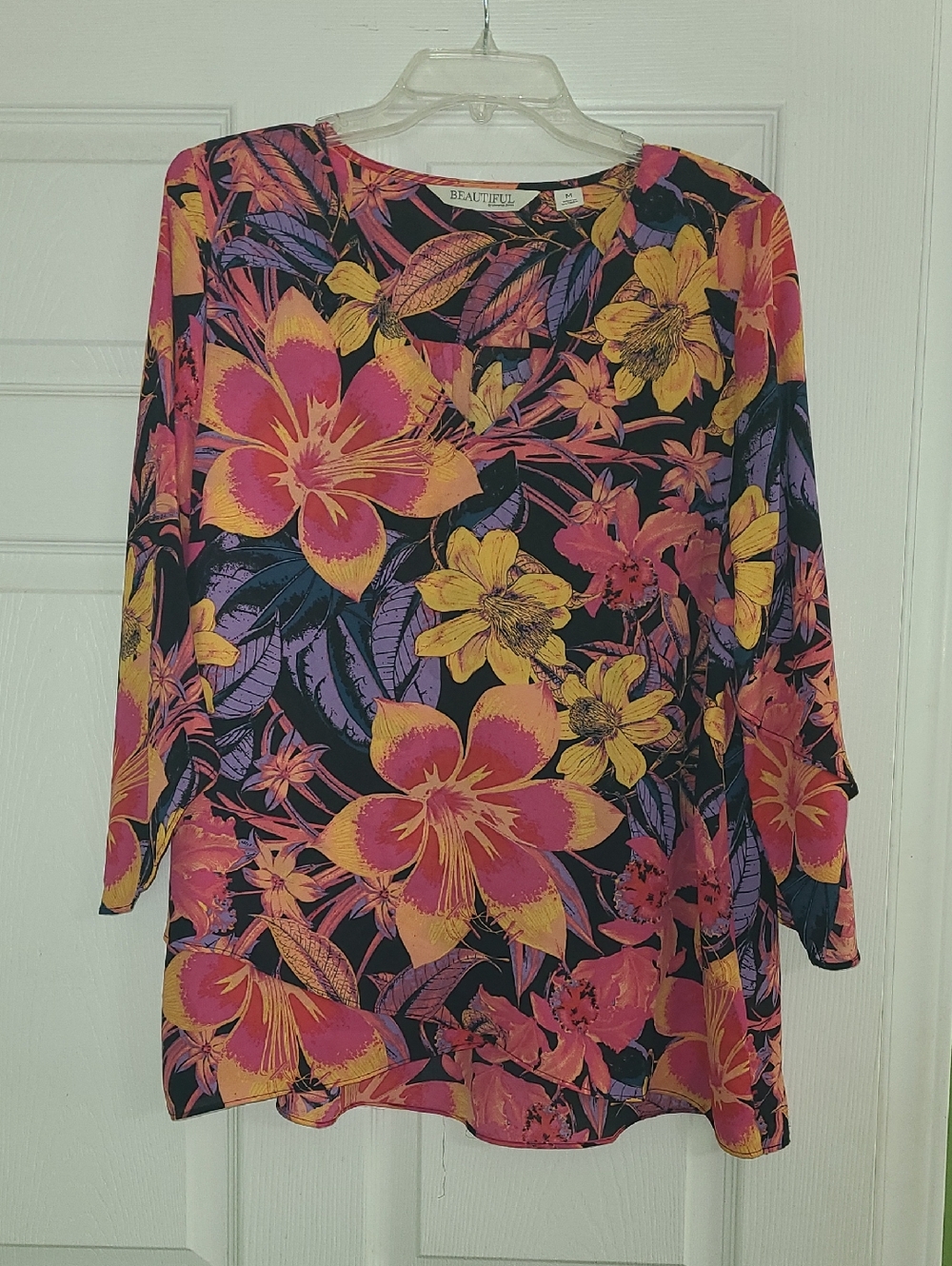Beautiful By Lawrence Zorian Vibrant Floral Long-Sleeve Blouse